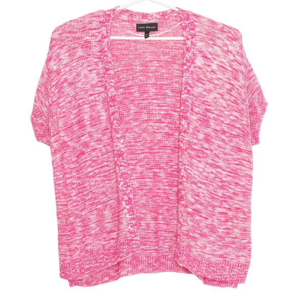 Lane Bryant Cardigan Sweater Cottage Y2K Coquette Preppy Boho Open Pink 18/20 - Picture 1 of 5